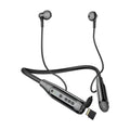 Wireless Bluetooth Earbuds Neckband with TF Card Slot 200H Playtime HeadphonesWaterproof in-Ear Earphones with Power Display Magnetic ENC Noise Cancellation Headsets for Sports Home Office (Black)