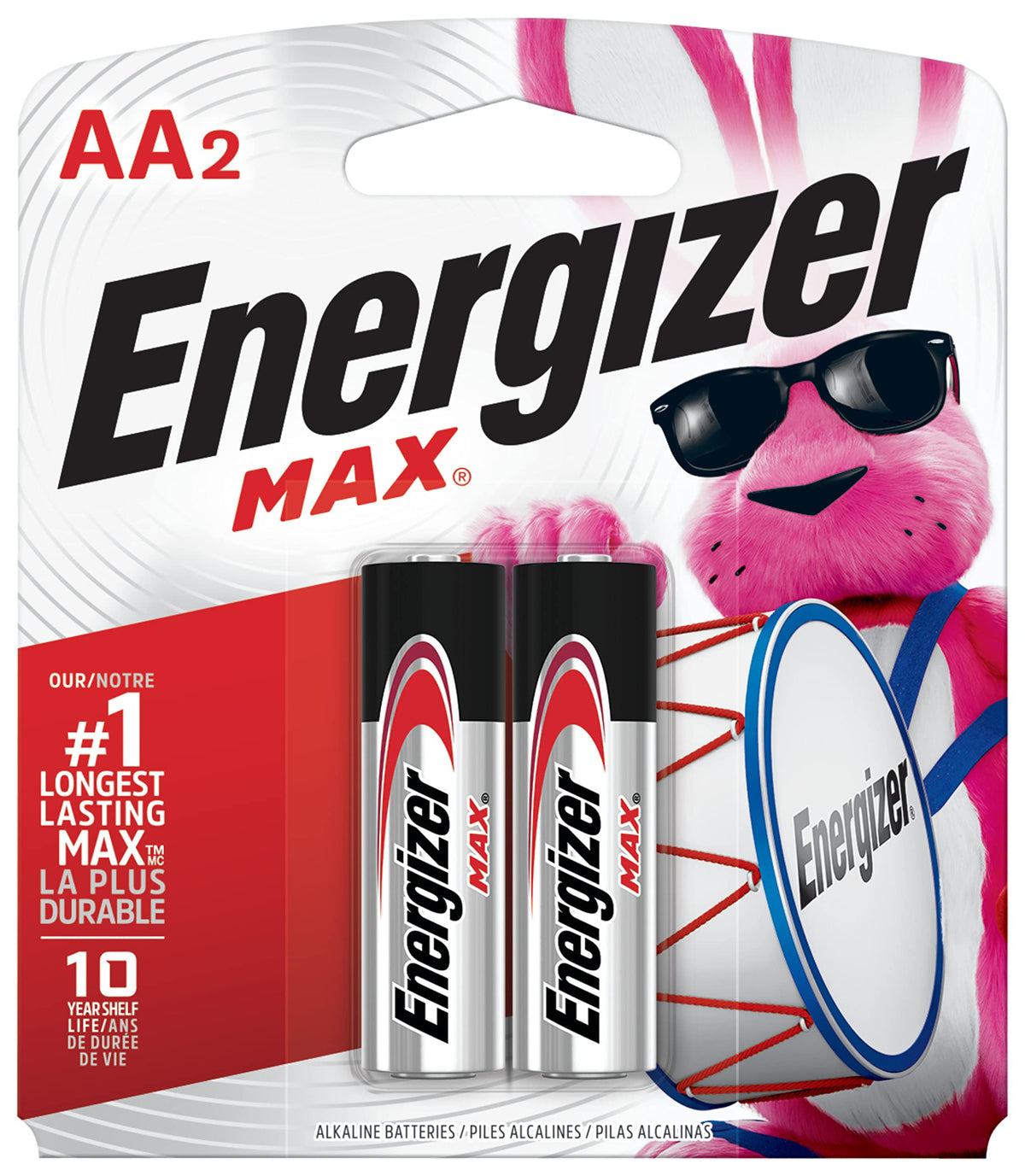 Energizer MAX Alkaline Batteries 2 Batteries/Pack 2 Batteries/AA Battery Multi 2 Count